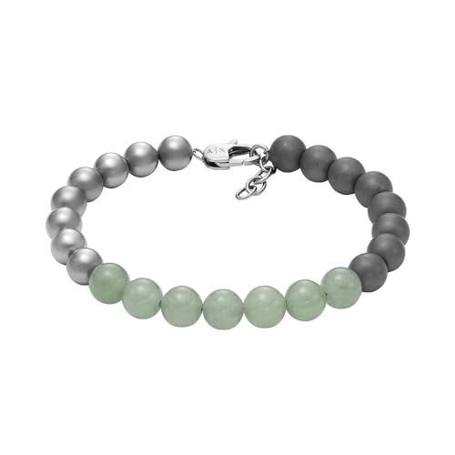 Armani Exchange Bracciale Da Uomo In Perline Di Ematite Verde, Axg0127040