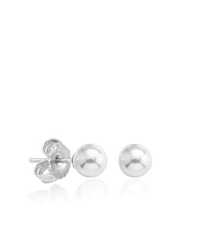 Majorica - Orecchini Lyra Con Perla Bianca - Collezione Eternal - Elaborati In Argento Rodiato - Perle Tonde Da 7 Mm - Chiusura A Perno - Gioielli Da
