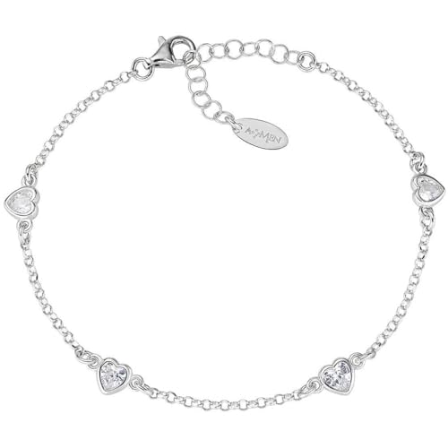 Bracciale In Argento 925, Della Collezione San Valentino 2024, Con Zirconi Bianchi, Colore Rodio Lungh. 16 + 3 Cm Charm ⌀ 4 Mm