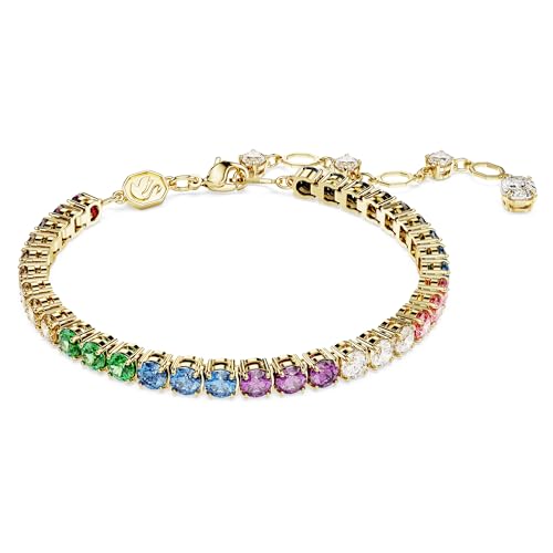 Swarovski Braccialetto Matrix, Taglio Tondo, Multicolore, Placcato Color Oro