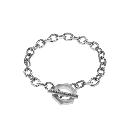 Armani Exchange Bracciale Da Uomo, Lunghezza: 220Mm, Larghezza: 17.5Mm, Altezza: 20Mm Bracciale In Acciaio Inox Argento, Axg0103040