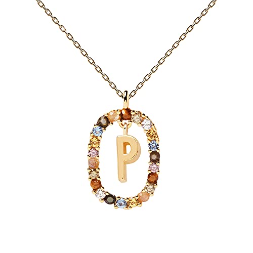 Pdpaola - Collana Lettera P - Argento Sterling 925 Placcato In Oro 18 Carati - Gioielli Per Donna