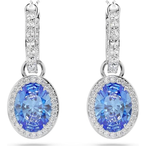 Swarovski Constella Orecchini Pendenti, Con Cristalli E Zirconiaswarovski A Taglio Ovale, Placcatura In Tonalità Rodio, Blu