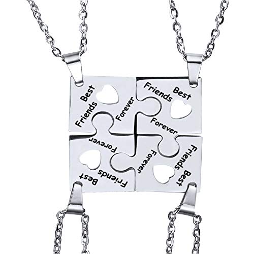 Mialover 4 Collane Con Scritta "Best Friends Forever" In Acciaio Inox Puzzle Promessa Portachiavi Bff Gioielli Regalo Per Donne E Ragazze, Acciaio Ino