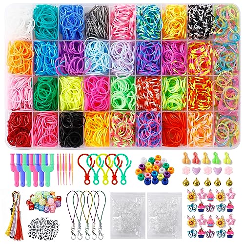 Nuangoo Elastici Per Braccialetti,2600+36 Colori Elastici Braccialetti Kit,Viene Fornito Con Una Scatola Di Immagazzinaggio E Accessori,Adatto Per Bra