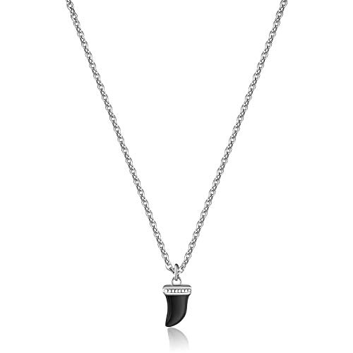 Collana Da Uomo Di S'Agapo Della Collezione Charisma. Gioiello Realizzato In Acciaio 316L Con Forma Di Dente Di Squalo Con Smalto Nero. Lunghezza: 48