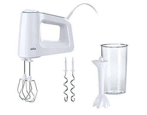 Braun Hm3105Wh Multimix Serie 3, Sbattitore Elettrico A 5 Velocità E Turbo, Impugnatura Antiscivolo, Dotato Di 2 Fruste, 2 Ganci, Asta Per Montare E B
