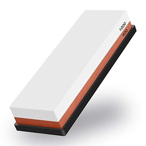 Emsmil Pietre Per Affilare Grana 400/1000 Affilacoltelli Ad Acqua Professionale Doppia Faccia Cote Corindone Whetstone Da Cucina Con Base In Silicone 