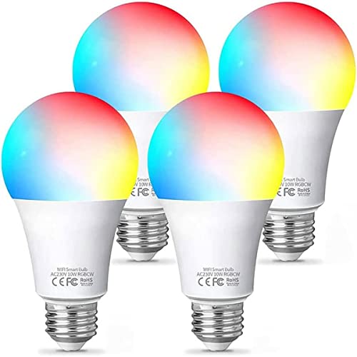 Fitop Lampadina Alexa Wifi E27, Lampadine Smart Led 9W (80W Equivalente) Dimmerabile Rgbcw Colore Cambiano Luci 2200K-6500K, Compatibile Con Alexa/Goo