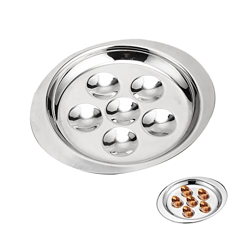 Ohyer 6 Fori Piatto Per Lumache In Acciaio Inox Posate Per Lumache Piatto Per Ostriche Piatto Di Conchiglie Vassoio Per Lumache In Acciaio Inossidabil