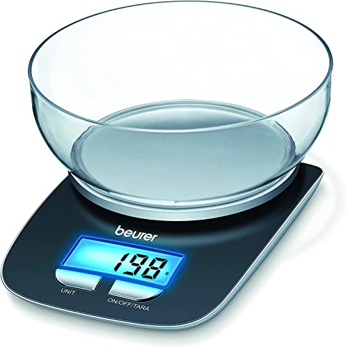 Beurer Ks 25 Bilancia Digitale Da Cucina Con Ciotola, Nero, 22 X 15 X 5 Cm