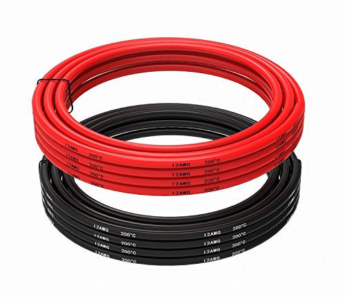 Tuofeng Cavo Elettrico Calibro 12 6 Metro [3 Metro Nero E 3 Metro Rosso] Filo Di Rame Stagnato Filo Intrecciato - Filo Di Silicone 12 Awg - Filo Di Si