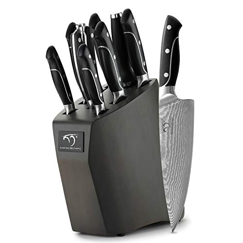 Set Di Coltelli In Acciaio Damasco Con Ceppo Di Legno Set Di Coltelli Giapponesi In Acciaio Damasco Vg10 - Set Di Coltelli Da Cucina Coltello Da Chef