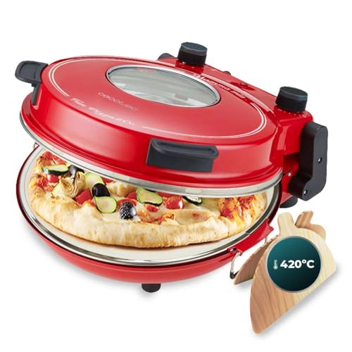 Cecotec - Forno Elettrico Per Pizze Con Finestra Fun Pizza&Co Mamma Mia Vista, 1200 W, Diametro 30 Cm, Temperatura Massima 420℃, Termostato Regolabile