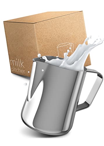 Lambda Coffee Bricco Per Latte Acciaio Inox Lucido 600 Ml | Bricco Per Schiuma Di Latte, Latte Art, Bollitore Latte | Tazza Con Beccuccio Per Latte |