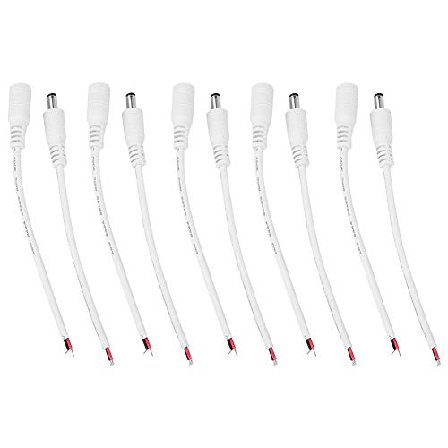 5 Coppie 5.5X2.1Mm Maschio Femmina Dc Power Barrel Plug Jack Connettore Cavo Cavo Connettore Jack Bianco E Nero(White)