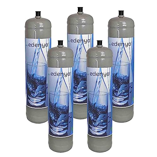 5 Bombole Co2 600 Gr Monouso Edenya Bubbles Con Attacco M11X1 Per Acqua Frizzante E290