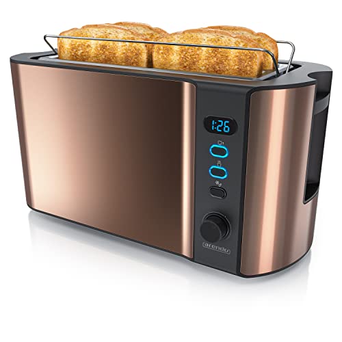 Arendo - Tostapane A 2 Fessure Xxl - Funzione Scongelamento – Doppia Parete Termoisolante - Con Accessorio Scalda Cornetto - 1500W - Vassoio Raccogli