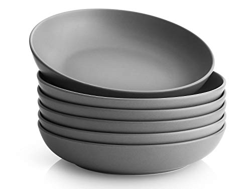 Y Yhy Set Di 6 Piatti Per Pasta, 21,6 X 4,5 Cm Piatti Grandi In Porcellana Per Insalate, Zuppe, Frutta, Ciotole Per Servire, Adatti Al Forno A Microon