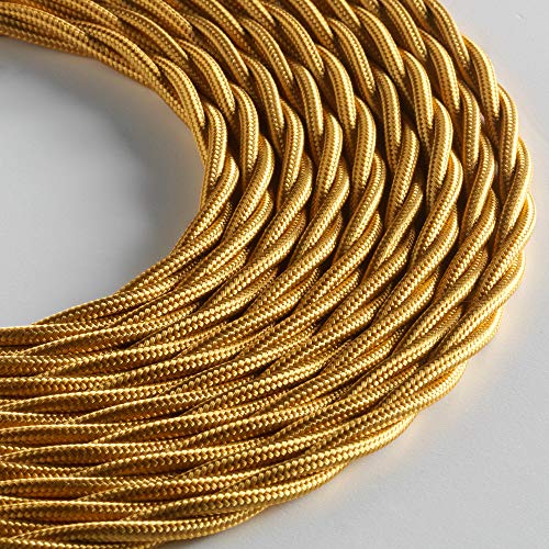 Klartext - Cavo Tessile Trecciato Belle Époque Per Installazione Elettrica Vintage, 3X1Mm, Oro, 10Mt.