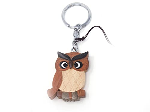 Porte-Clés En Forme De Chouette En Bois