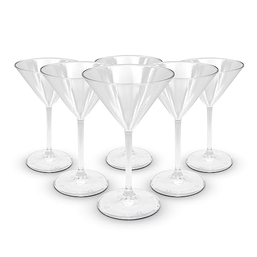 Doja Barcelona | Bicchiere Martini Plastica | Transparente | 6 Pezzi | Calice Martini Plastica | Plastica Dura Riutilizzabile | Coppe Martini Plastica