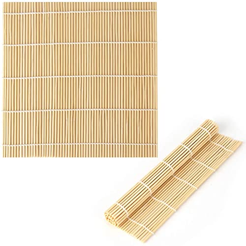 Luter 9X9.5 Pollici Bambù Naturale Tappetino Per Sushi Strumento Per Fare Sushi Rullo Per Sushi Per Preparare Sushi (2 Pezzi)