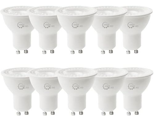 Asia Led - 10 X Lampadina Led Gu10 10W Faretto Spotlight, 1000 Lumen, Fascio Luminoso 38°,Non Dimmerabile [Classe Di Efficienza Energetica A+] (Luce C