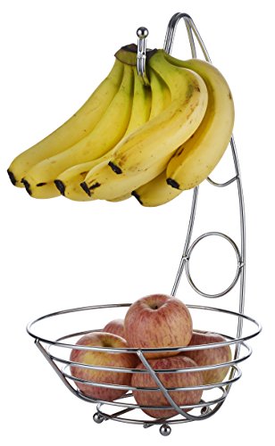 Exzact Carrelli Portafrutta/Cesto Di Frutta Alto E Cablato Da 43 Cm Con Gancio Per Banane, Portafrutta Con Gancio Per Banane, Ciotola Moderna Per Frut