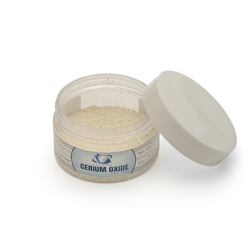 Glass Polish 90001 Ossido Di Cerio In Polvere Lucidante Per Vetro Di Grado Fine - Treo 95% - 2,5 Micron - 50 Gr - Bianco