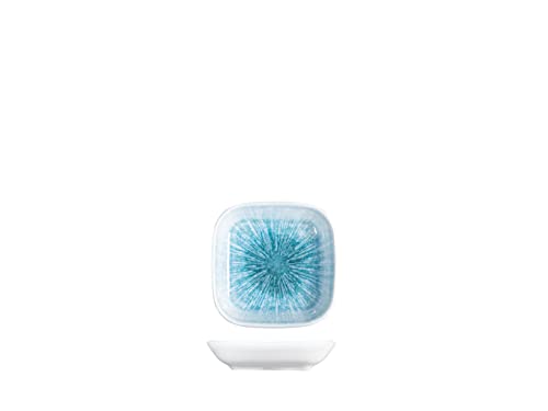 H&H Neptune Piattino Quadro In Porcellana, 10Cm, Design Moderno Ed Elegante, Blu Sfumato