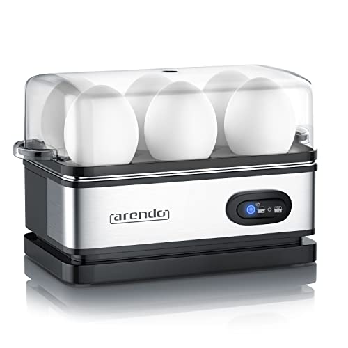 Arendo - Cuoci Uova Sixcook In Acciaio Inox - Bollitore Per Uova Con Funzione Di Mantenimento Calore - Capacità 1-6 Uova - Interruttore Selettore A Le