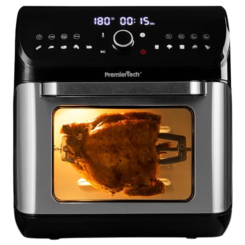 Friggitrice Ad Aria Senza Olio Da 12 Litri Extra Large 12 Funzioni Display Digitale Touch E Timer 60° Con Accessori Premiertech Pt12Laf