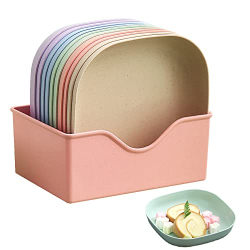 Wudz 10 Pezzi Piatti Da Dessert, Piatti Quadrati Da Dessert Con Scolapiatti, Riutilizzabile Piatti, Piatti Da Colazione, Per Torte, Dolci, Pasta, Frut