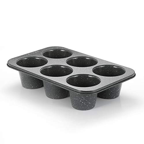 Monfish Stampo Per Muffin Profondo Jumbo – Rivestimento Antiaderente – Stampi Da Forno Con Superficie In Granito Grigio – Stampi Per Muffin Extra Gran