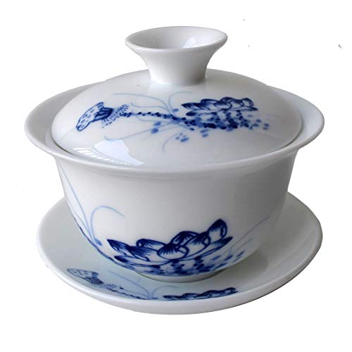 Gaiwan Porcellana Cinese Kung Fu Sancai Tureen Tazza Da Tè 4 Once Set Ciotola Piattino Coperchio (A)