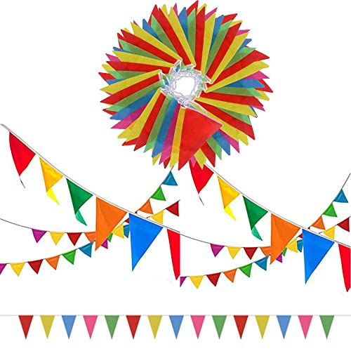 140M 290Pz Festoni Bandierine Triangolari Colorate Feste Striscione Bandiere Decorazioni Per Festa Natale Compleanno Matrimonio Cerimonio Giardino Est