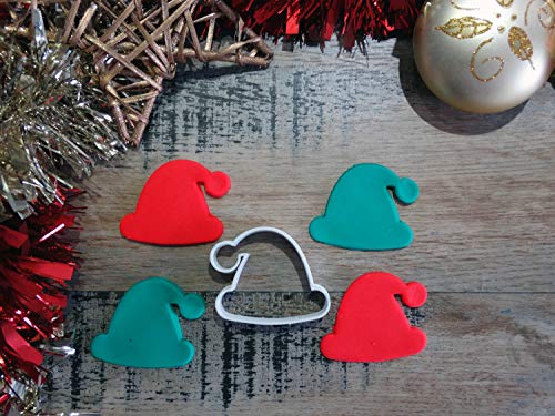 Elace - Stampini Natalizi - Cappello Di Babbo Natale- Pasticceria, Frolla, Biscotti, Pasta Di Zucchero, Plastilina-Decorazione Torta-Francia 3D