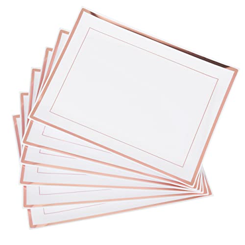 Matana 6 Vassoi Da Portata In Plastica Bianca Con Bordo Oro Rosa Per Finger Food, Aperitivo - 30X23Cm - Buffet, Matrimoni, Compleanni, Feste - Resiste