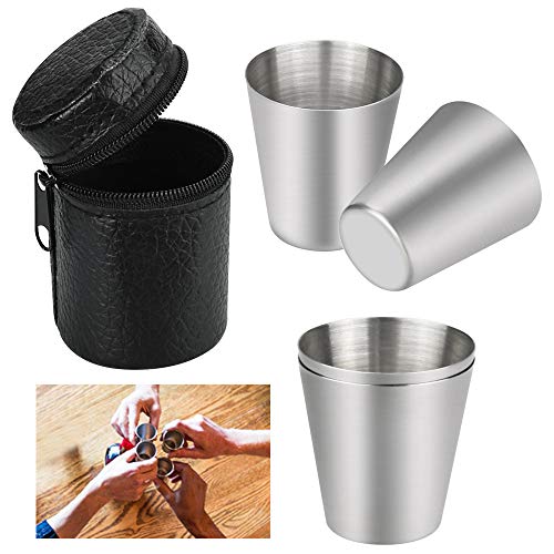 Perfetsell 4 Pezzi Bicchierini In Acciaio Inossidabile 30 Ml Mini Bicchieri Da Shot Portatili 30Ml Bicchieri Da Liquore Da Viaggio Per Birra, Caffè, T