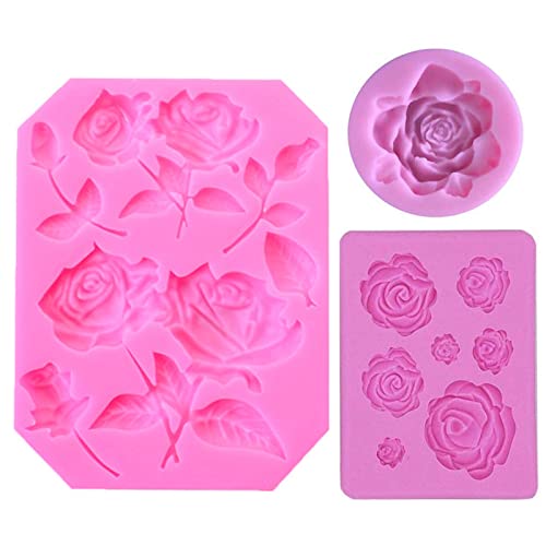 3 Pezzi Stampo In Silicone 3D Rosa, Stampo In Silicone Fiore Grande Rosa, Stampi In Silicone Mini Fiore, Stampi In Silicone Fondente, Utilizzato Per C