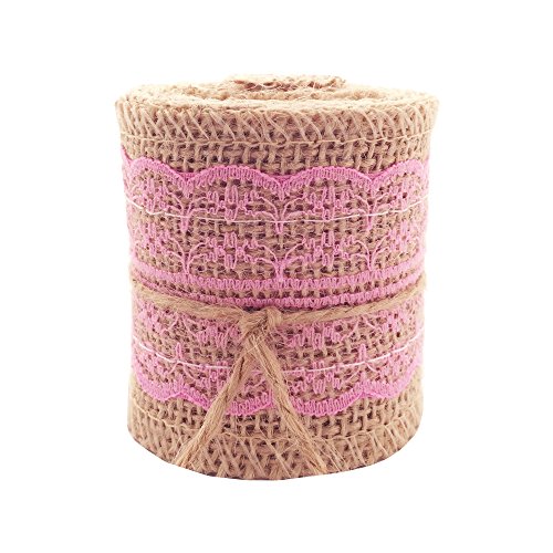 Nastro Di Tela Da Imballaggio Naturale Lwr Crafts Con Pizzo (Rosa)