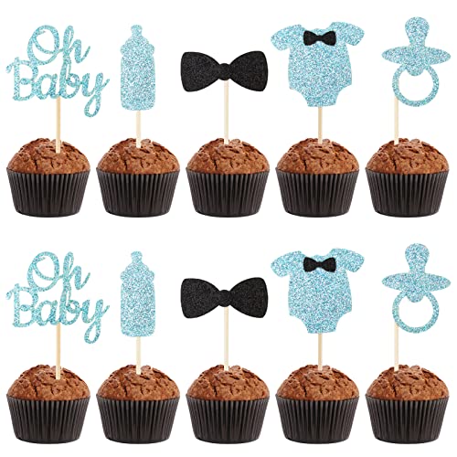 30 Pz Cake Topper Torta Baby Shower Topper Cupcake Scritte Oh Baby Glitterato Decorazioni Baby Shower Nascita Compleanno Festa Gender Reveal