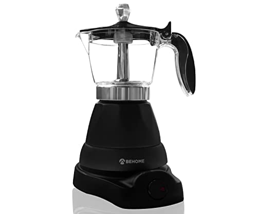 Behome Caffettiera Elettrica 3 Tazze | Macchina Da Caffè Elettrica Con Riduttore 1 Tazza | Auto Spegnimento E Mantenimento Caffè Caldo Per 30' Min, Ba