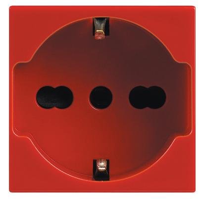 Legrand 682918 Vela Presa Trivalente Schuko+ Bipasso 2P+T 10/16A Rossa