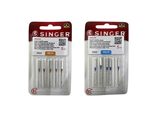 Set Di 10 Aghi Per Macchina Da Cucire Singer 2022 Per Singer Overlock 14Sh, 14Cg E Altri Spessori 80/12 E 90/12 Elx705 15X1