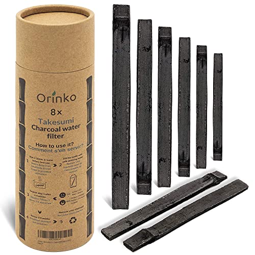 Orinko 8 Binchōtan Bio | Carbone Vegetale Attivo Takesumi Di Bambù Per La Purificazione Dell'Acqua + Ebook | Di' Addio All'Acqua In Bottiglia Col Nost
