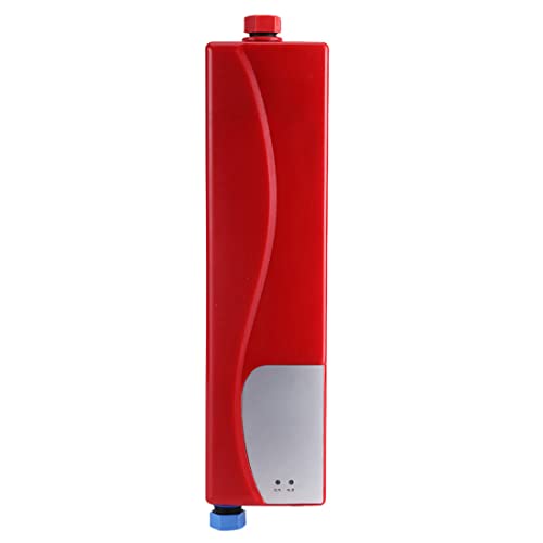 Mini Scaldabagno Istantaneo Scaldabagno Elettrico Senza Serbatoio Bagno Cucina Lavaggio Presa Ue 220 V 3000 W(Rosso)