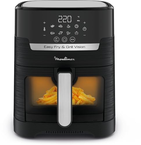 Moulinex Friggitrice Ad Aria, 4.2 Litri, Easy Fry & Grill Vision, Friggitrice Senza Olio, Griglia Removibile, 8 Programmi Di Cottura, Tecnologia Grill