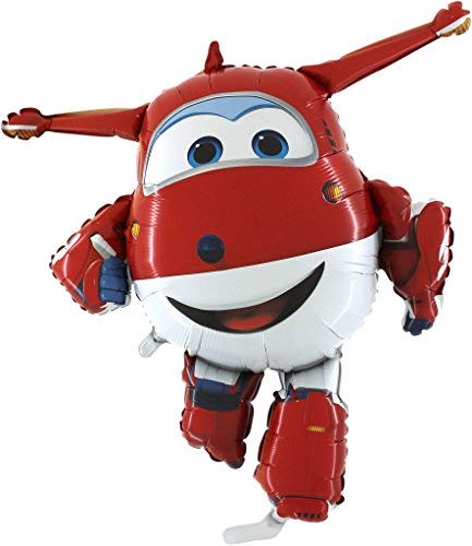 Pallone - Palloni Super Wings Sgonfio - Gonfiabile A Elio Super Wings Jett Novita'- Cm 90 Circa Adatto A Feste E Compleanni